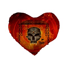 Awesome Skull With Celtic Knot With Fire On The Background Standard 16  Premium Heart Shape Cushions by FantasyWorld7