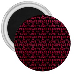 Peace And Love Typographic Print Pattern 3  Magnets