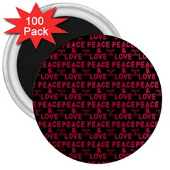 Peace And Love Typographic Print Pattern 3  Magnets (100 Pack) by dflcprintsclothing