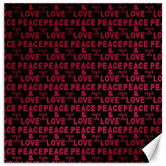 Peace And Love Typographic Print Pattern Canvas 16  X 16  by dflcprintsclothing