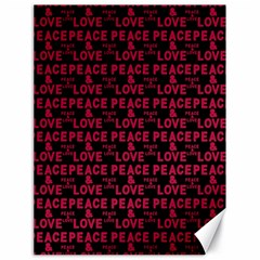 Peace And Love Typographic Print Pattern Canvas 18  X 24  by dflcprintsclothing