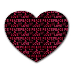 Peace And Love Typographic Print Pattern Heart Mousepads by dflcprintsclothing