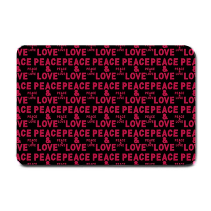 Peace And Love Typographic Print Pattern Small Doormat 