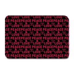 Peace And Love Typographic Print Pattern Plate Mats by dflcprintsclothing