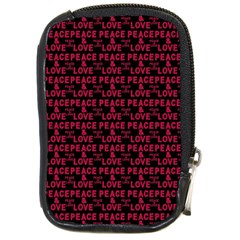 Peace And Love Typographic Print Pattern Compact Camera Leather Case