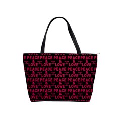 Peace And Love Typographic Print Pattern Classic Shoulder Handbag by dflcprintsclothing