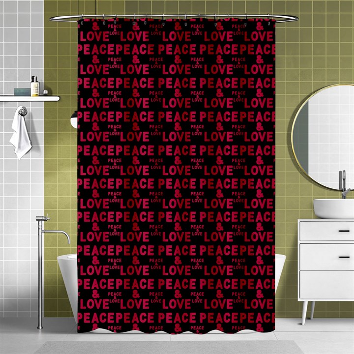 Peace And Love Typographic Print Pattern Shower Curtain 48  x 72  (Small) 