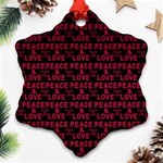 Peace And Love Typographic Print Pattern Ornament (Snowflake) Front