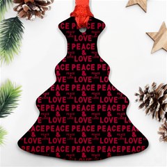 Peace And Love Typographic Print Pattern Ornament (christmas Tree)  by dflcprintsclothing