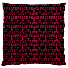 Peace And Love Typographic Print Pattern Large Cushion Case (one Side)