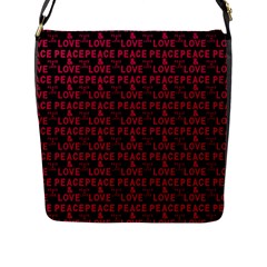 Peace And Love Typographic Print Pattern Flap Closure Messenger Bag (l)