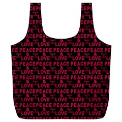 Peace And Love Typographic Print Pattern Full Print Recycle Bag (xl) by dflcprintsclothing