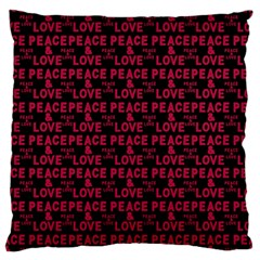 Peace And Love Typographic Print Pattern Large Flano Cushion Case (one Side) by dflcprintsclothing