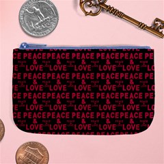 Peace And Love Typographic Print Pattern Large Coin Purse by dflcprintsclothing