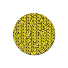 Gilet Jaune Pattern Yellowvests Cowcow Gilet Jaune Pattern Funny Yellow Vests Rubber Round Coaster (4 Pack)  by snek