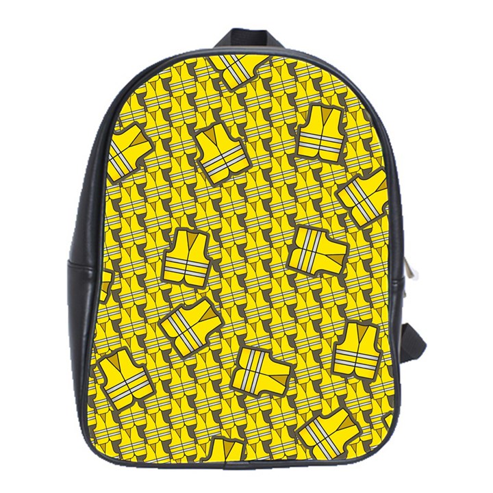 Gilet Jaune Pattern Yellowvests Cowcow Gilet Jaune Pattern Funny Yellow Vests School Bag (Large)