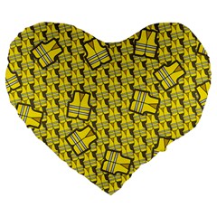 Gilet Jaune Pattern Yellowvests Cowcow Gilet Jaune Pattern Funny Yellow Vests Large 19  Premium Heart Shape Cushions by snek