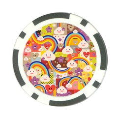 Rainbow Vintage Retro Style Kids Rainbow Vintage Retro Style Kid Funny Pattern With 80s Clouds Poker Chip Card Guard by genx