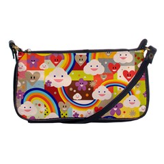 Rainbow Vintage Retro Style Kids Rainbow Vintage Retro Style Kid Funny Pattern With 80s Clouds Shoulder Clutch Bag by genx