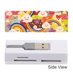 Rainbow Vintage Retro Style Kids Rainbow Vintage Retro Style Kid Funny Pattern With 80s Clouds Memory Card Reader (stick) by genx