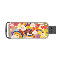 Rainbow Vintage Retro Style Kids Rainbow Vintage Retro Style Kid Funny Pattern With 80s Clouds Portable Usb Flash (two Sides) by genx