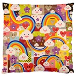 Rainbow Vintage Retro Style Kids Rainbow Vintage Retro Style Kid funny Pattern with 80s clouds Large Flano Cushion Case (Two Sides) Front