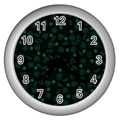 St Patricks Day Pattern Wall Clock (silver) by Valentinaart