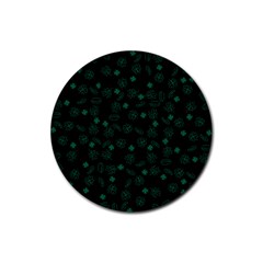 St Patricks Day Pattern Rubber Coaster (round)  by Valentinaart