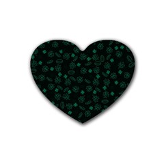 St Patricks Day Pattern Rubber Coaster (heart)  by Valentinaart