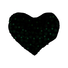 St Patricks Day Pattern Standard 16  Premium Flano Heart Shape Cushions by Valentinaart