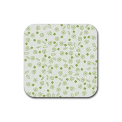 St Patricks Day Pattern Rubber Coaster (square)  by Valentinaart