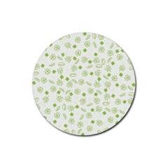 St Patricks Day Pattern Rubber Coaster (round)  by Valentinaart