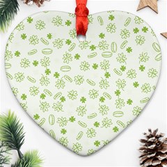 St Patricks Day Pattern Heart Ornament (two Sides) by Valentinaart