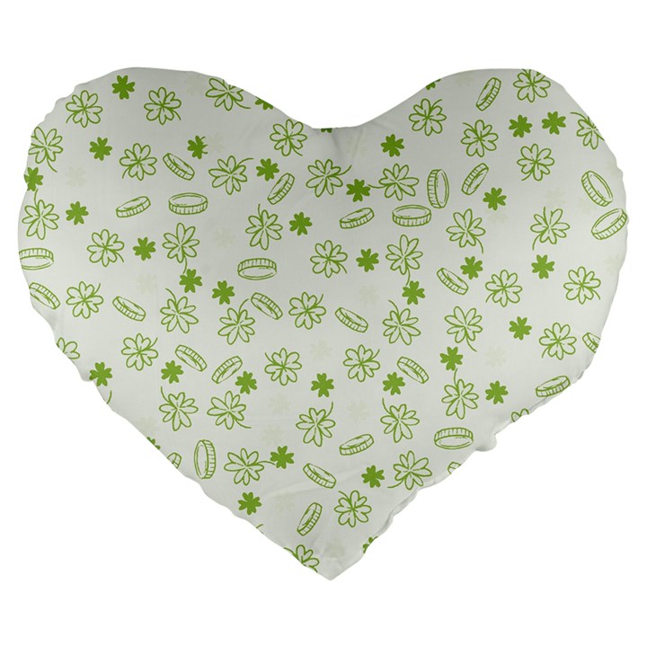 St Patricks day pattern Large 19  Premium Heart Shape Cushions