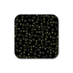 St Patricks Day Pattern Rubber Coaster (square)  by Valentinaart