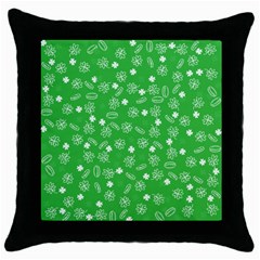 St Patricks Day Pattern Throw Pillow Case (black) by Valentinaart