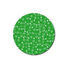 St Patricks Day Pattern Rubber Round Coaster (4 Pack)  by Valentinaart