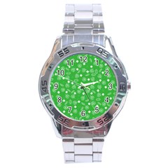 St Patricks Day Pattern Stainless Steel Analogue Watch by Valentinaart