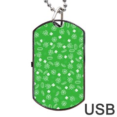 St Patricks Day Pattern Dog Tag Usb Flash (two Sides) by Valentinaart