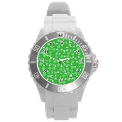 St Patricks Day Pattern Round Plastic Sport Watch (l) by Valentinaart