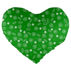 St Patricks Day Pattern Large 19  Premium Heart Shape Cushions by Valentinaart