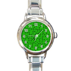 St Patricks Day Pattern Round Italian Charm Watch by Valentinaart