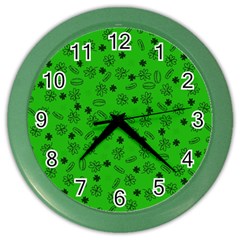 St Patricks Day Pattern Color Wall Clock by Valentinaart