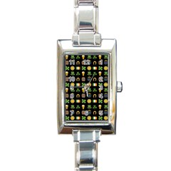 St Patricks Day Pattern Rectangle Italian Charm Watch by Valentinaart