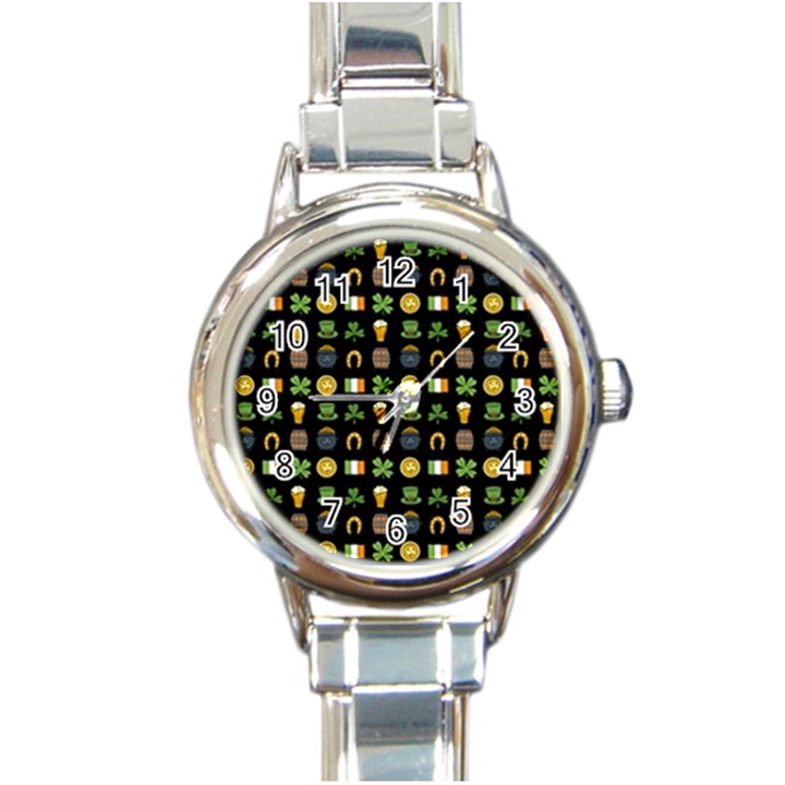 St Patricks day pattern Round Italian Charm Watch