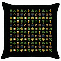 St Patricks Day Pattern Throw Pillow Case (black) by Valentinaart