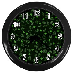 St Patricks Day Pattern Wall Clock (black) by Valentinaart