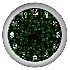 St Patricks Day Pattern Wall Clock (silver) by Valentinaart