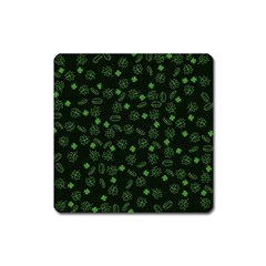 St Patricks Day Pattern Square Magnet by Valentinaart