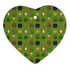 St Patricks Day Pattern Ornament (heart) by Valentinaart